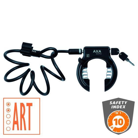 Axa Ringslot Solid Plus & Plug-in kabel 150cm zwart