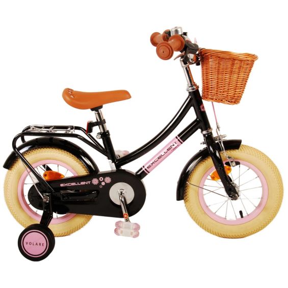 Volare Kinderfiets Excellent 12 inch Zwart met mandje Volare Kinderfiets Excellent 12 inch Zwart met mandje