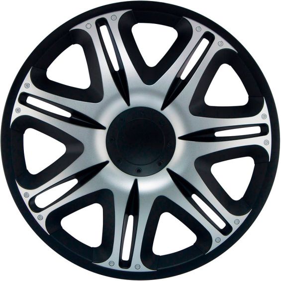 J-Tec 4-Delige Wieldoppenset Nascar 14-inch zilver/zwart