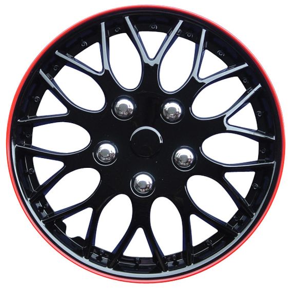 AutoStyle 4-Delige Wieldoppenset Missouri 13-inch zwart/rode rand AutoStyle 4-Delige Wieldoppenset Missouri 13-inch zwart/rode rand