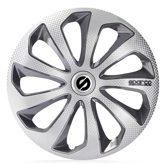 Sparco 4-Delige Wieldoppenset Sicilia 14-inch zilver/grijs/carbon Sparco 4-Delige Wieldoppenset Sicilia 14-inch zilver/grijs/carbon