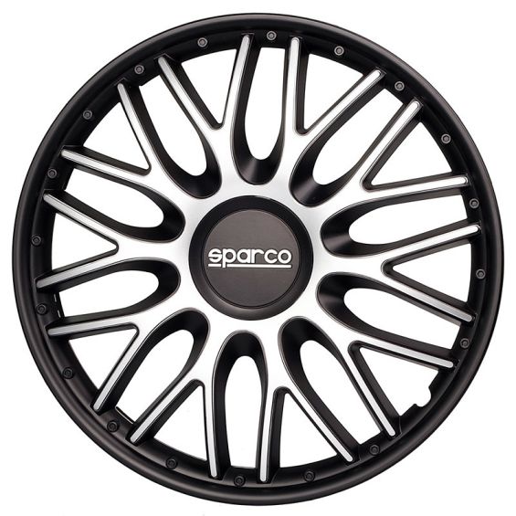 Sparco 4-Delige Wieldoppenset Roma 14-inch zilver/zwart Sparco 4-Delige Wieldoppenset Roma 14-inch zilver/zwart