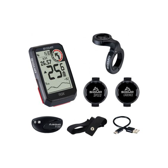 Sigma GPS Fietscomputer ROX 4.0 GPS HR + CADANS set met overclamp Butler stuurhouder zwart