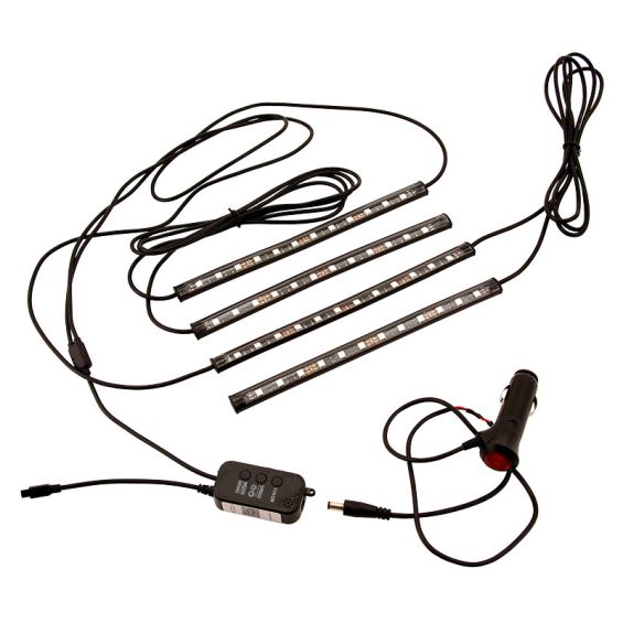 Set zelfklevende interieur LED-strips met Smartphone bediening Multi-Color set à 4 stuks Set zelfklevende interieur LED-strips met Smartphone bediening Multi-Color set à 4 stuks