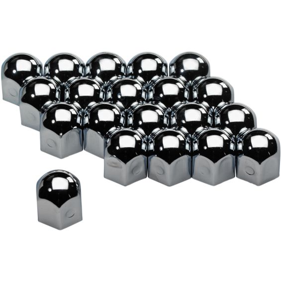 Set universele wielmoerkapjes Chroom Staal 19mm set à 20 stuks Set universele wielmoerkapjes Chroom Staal 19mm set à 20 stuks