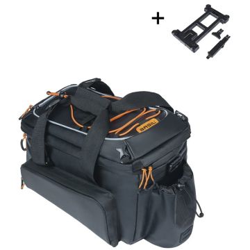 BASIL Bagagedragertas Miles Tarpaulin XL Pro MIK 36 liter 33 x 19 x 18 cm zwart/oranje