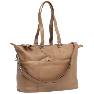 NEW LOOXS Fietstas Verla 21 liter 34 x 18 x 44cm gemaakt van luxe leer cognac