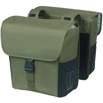 BASIL Dubbele fietstas GO 32 liter donkergroen