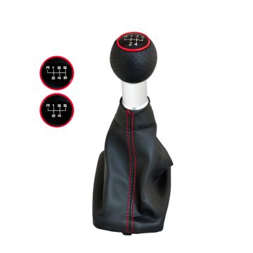 Simoni Racing Pookknop OEM passend voor Audi A3 (8L) 1996-2003 Zwart Leder + 2 Schakelpatronen