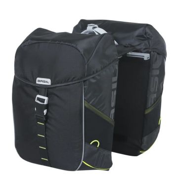 BASIL Dubbele fietstas Miles 34 liter 13 x 26 x 35 cm zwart / lime