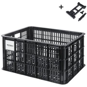 BASIL Fietskrat L gerecycled kuntstof 40 liter zwart