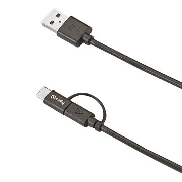Celly Datakabel Micro met USB-C Adapter 1 Meter