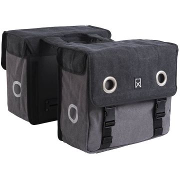 Willex canvas dubble tas Zwart/Grijs 30 liter