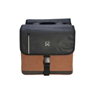 Willex dubbele canvas kantoortas Bruin Zwart 30 liter
