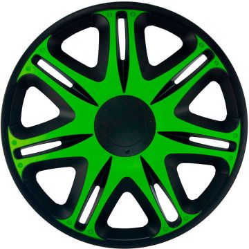 J-Tec 4-Delige Wieldoppenset Nascar 16-inch zwart/groen