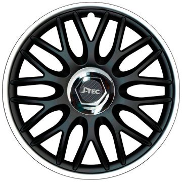 J-Tec 4-Delige Wieldoppenset Orden R 16-inch zwart/zilver + chroom ring