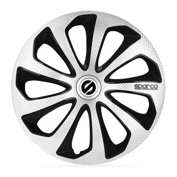 Sparco 4-Delige Wieldoppenset Sicilia 15-inch zilver/zwart/carbon
