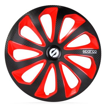 Sparco 4-Delige Wieldoppenset Sicilia 16-inch zwart/rood/carbon