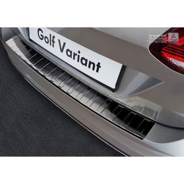 Avisa Zwart RVS Achterbumperprotector passend voor Volkswagen Golf VII Variant Facelift 2017-2020 'Ribs'