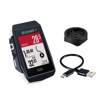 Sigma GPS Fietscomputer ROX 11.1 EVO GPS met standaard stuurhouder wit