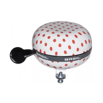 Basil Fietsbel Polkadot80 mm wit/rood