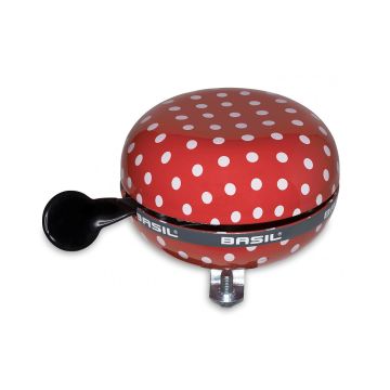 Basil Fietsbel Polkadot80 mm rood/wit
