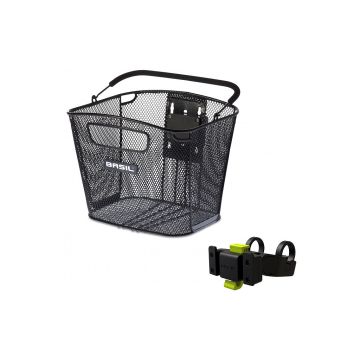 Basil Fietsmand Bold Front KF zwart (met KF Handlebar Holder)