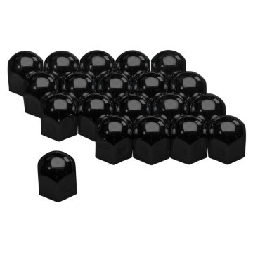Set universele wielmoerkapjes Zwart Staal 17mm set à 20 stuks