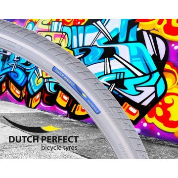 Dutch perfect Buitenband 28 x 1.40" / 40-622mm anti-lek grijs met reflectie