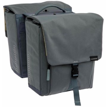 NEW LOOXS Dubbele fietstas Tulum 32 liter 35 x 17 x 37 cm grijs/groen afneembaar