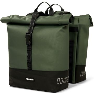 URBAN PROOF Gerecyclede dubbele fietstas Rolltop 38 liter 30 x 15 x 42 cm groen