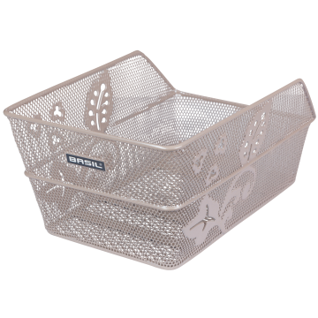 BASIL Fietsmand Cento Flower achtermand 24 x 38,5 x 11 cm nude metallic