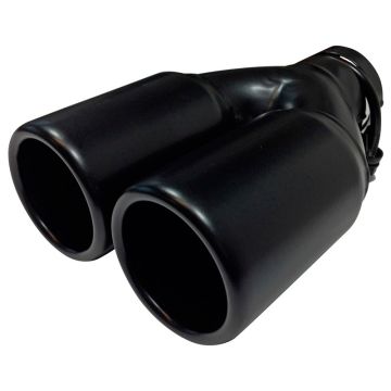 Uitlaatsierstuk Staal/Zwart 2x rond 76mm lengte 220mm 45-60mm aansluiting