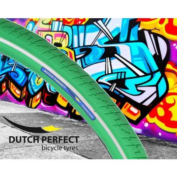 Dutch perfect Buitenband 28 x 1.40" / 40-622mm anti-lek groen met reflectie