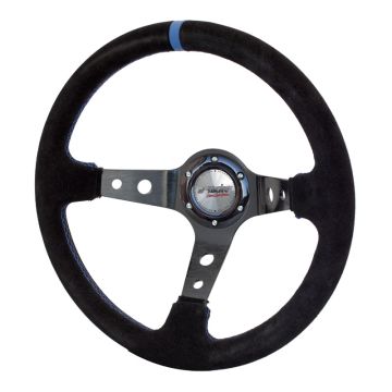 Simoni Racing Sportstuur Shakedown 350mm Zwart Alcantara + Blauwe stiksels (Deep Dish 95mm)