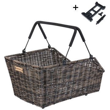 BASIL Fietmand Cento Rattan Look met MIK bevestiging 22 liter 41 x 25 x 12 cm bruin
