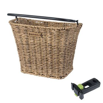 BASIL Fietsmand Bremen Rattan Look met KFstuurpenhouder 27 x 35 x 29 cm seagrass