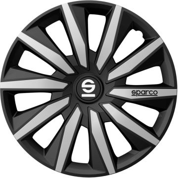 Sparco Wieldoppen Milano 15-inch Zwart/Zilver Set van 4 stuks