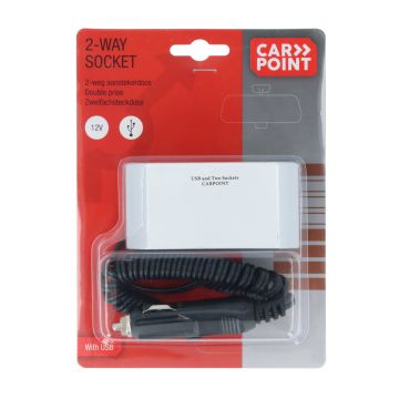 Carpoint 2-weg Stekkerdoos 2x12V 1xUSB 2.4A