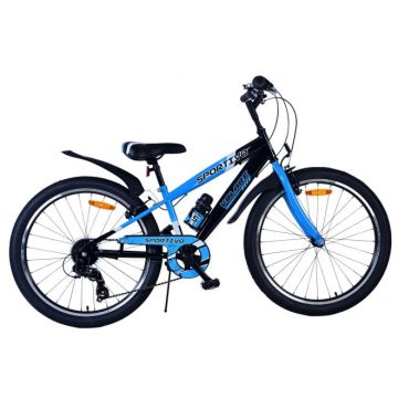 Volare Sportivo Kinderfiets Jongens 24 inch 7 Speed Zwart Blauw