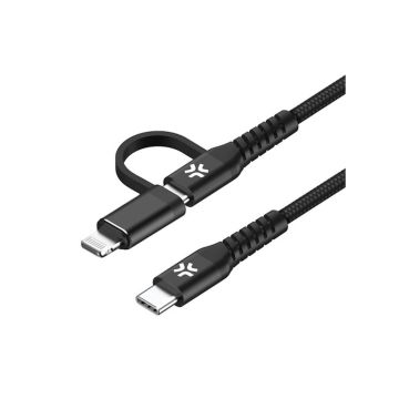 Celly 2 in 1 USB-C > USB-C + Lightning Kabel