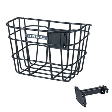 BASIL Fietsmand Bremen Alu FM met stuurpenhouder 28 x 37 x 26 cm zwart