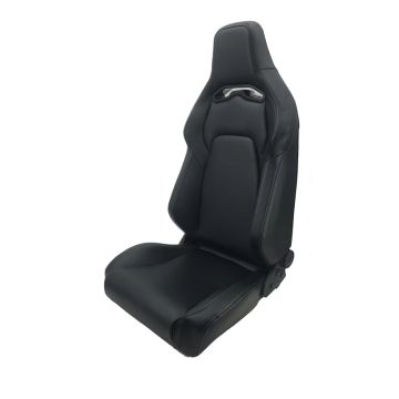 AutoStyle Sportstoel 'VGR' - Zwart Kunstleder + Zilveren stiksels - Dubbelzijdig verstelbare rugleuning - incl. sledes