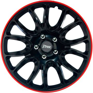 J-Tec 4-Delige Wieldoppenset Hero GTR 14-inch zwart/rode rand