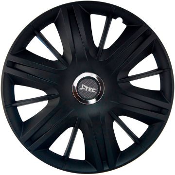 J-Tec 4-Delige Wieldoppenset Maximus 14-inch zwart + chroom ring