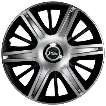 J-Tec 4-Delige Wieldoppenset Maximus 14-inch zilver/zwart + chroom ring