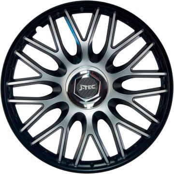 J-Tec 4-Delige Wieldoppenset Orden 14-inch zwart + chroom ring