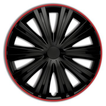 AutoStyle 4-Delige Wieldoppenset Giga R 15-inch zwart/rood