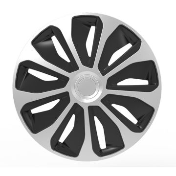 AutoStyle 4-Delige Wieldoppenset Platin 16-inch zilver/zwart