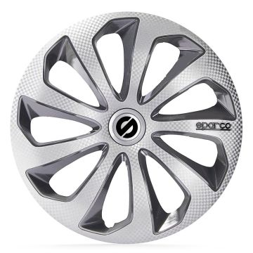 Sparco 4-Delige Wieldoppenset Sicilia 16-inch zilver/grijs/carbon